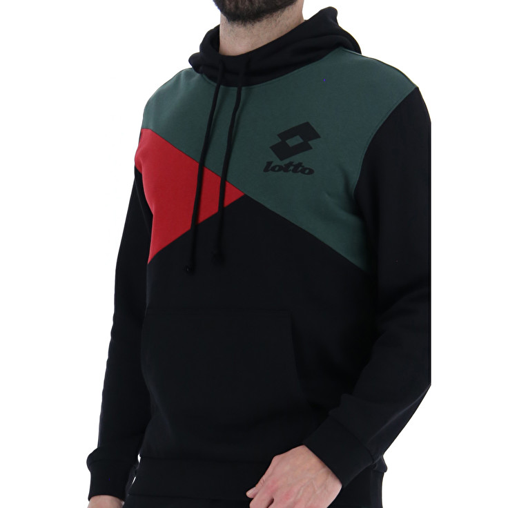 Lotto Athletica Lg Iii Sweat Hd Fl Sweatshirt Black / Green / Red | R95RVT8E