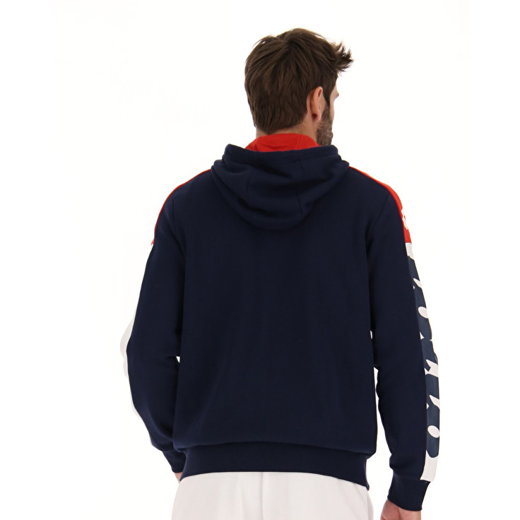 Lotto Athletica Lg Sweat Fz Hd Fl Sweatshirt Navy / White / Red | DQYZN9SV