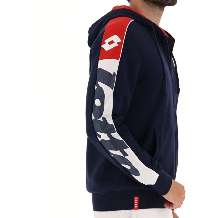 Lotto Athletica Lg Sweat Fz Hd Fl Sweatshirt Navy / White / Red | DQYZN9SV