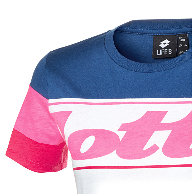 Lotto Athletica Prime W Ii Js T Shirts Blue / Pink / White | 2PFWCX5O