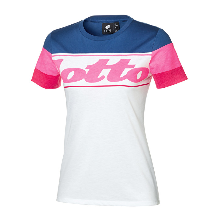 Lotto Athletica Prime W Ii Js T Shirts Blue / Pink / White | 2PFWCX5O