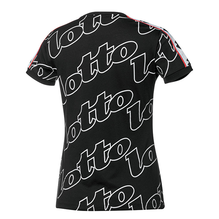 Lotto Athletica Prime W Prt T Shirts Black / White | 4DPWE0MZ