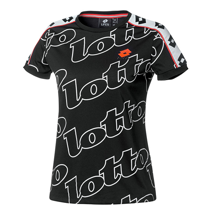 Lotto Athletica Prime W Prt T Shirts Black / White | 4DPWE0MZ