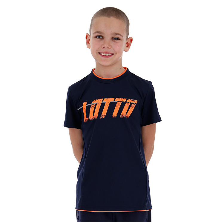 Lotto Logo T Shirts Navy / Orange | 8NJXVSWR