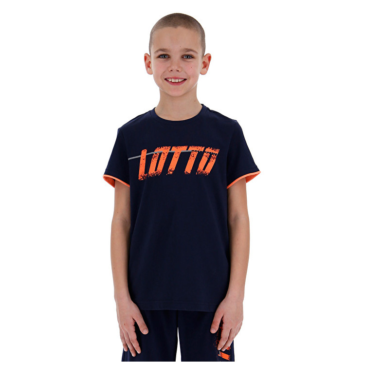 Lotto Logo T Shirts Navy / Orange | T4JQDK37