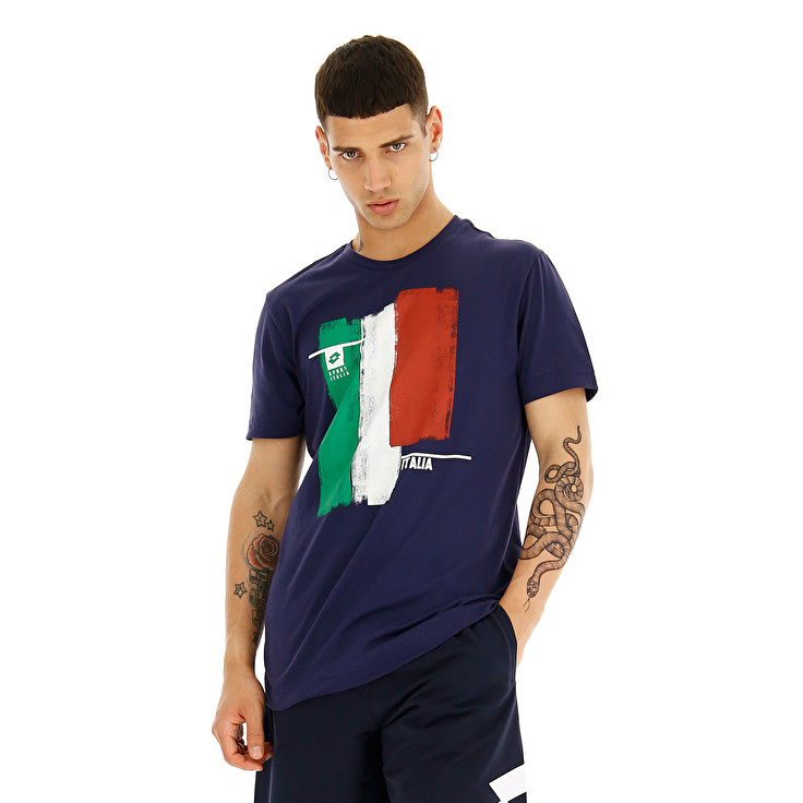 Lotto Tee Italia Js T Shirts Navy | HJIEANMX