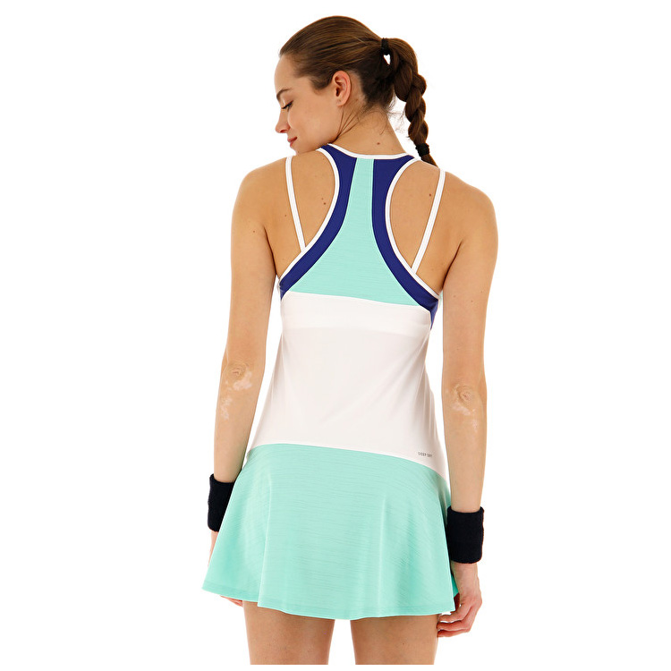 Lotto Top Ten W Ii Pl Dress White / Green / Blue | 2IC7NFE9