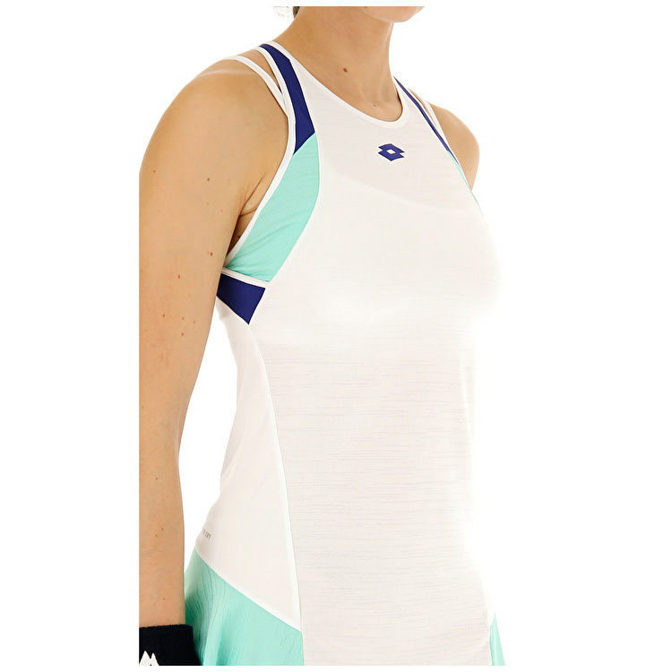 Lotto Top Ten W Ii Pl Dress White / Green / Blue | 2IC7NFE9