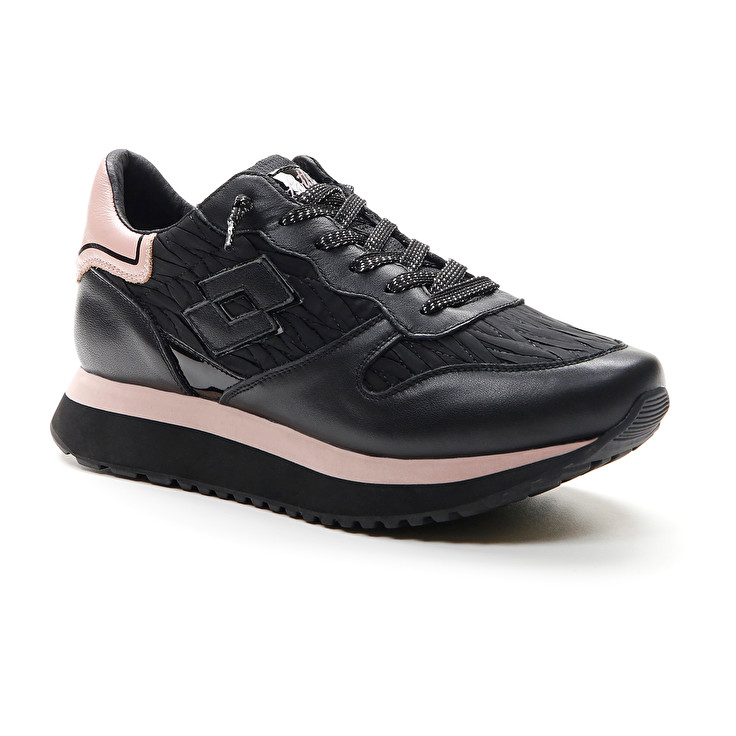 Lotto Wedge Wrinkles W Sneakers Black / Pink | 7Y1MDWZT