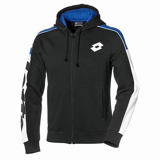 Lotto Athletica Lg Sweat Fz Hd Fl Sweatshirt Black / Blue | DKULSA9P