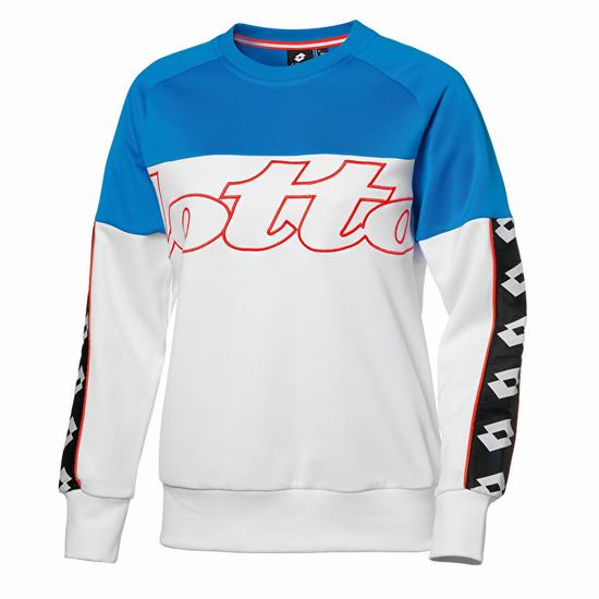 Lotto Athletica Prime W Sweat Sweatshirt White / Blue | BPGFLSXE