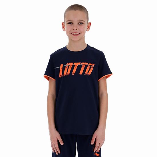 Lotto Logo T Shirts Navy / Orange | T4JQDK37